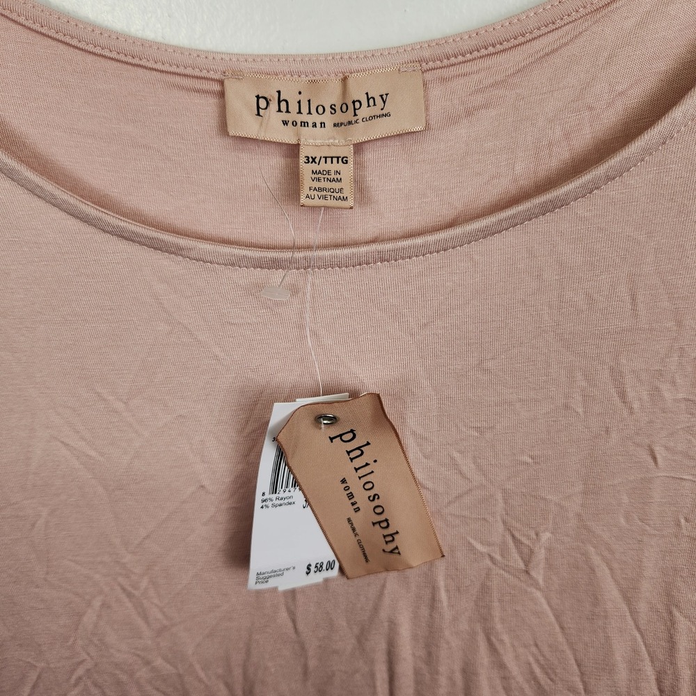 Philosophy Shirt Womens 3X Pink Lightweight Stretch Pullover Soft Casual Top New - Picture 2 of 9